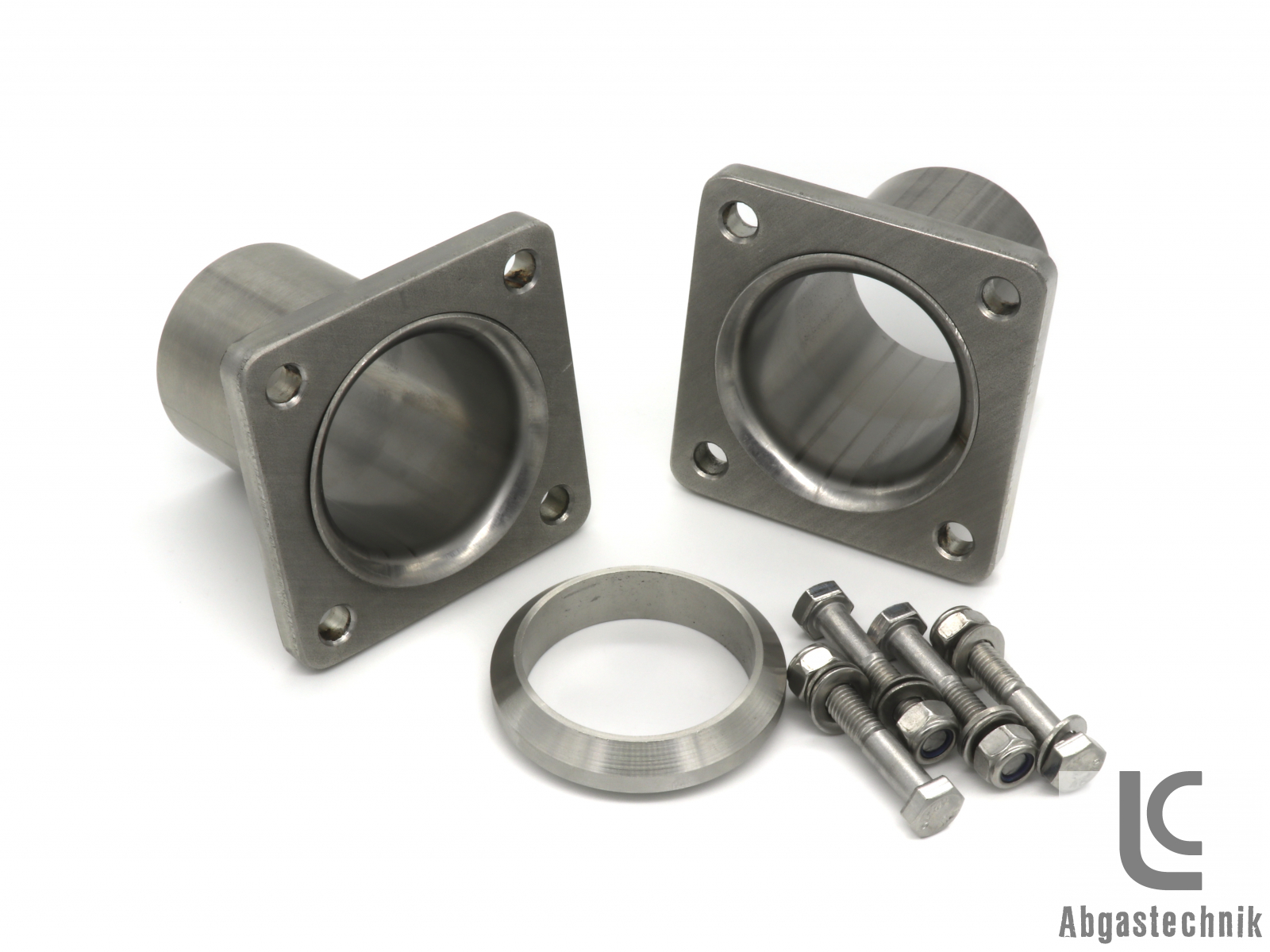 Einschweißflansch Mit Brennring 64mm - Edelstahl Komplettset Mit Federgelagerten Schrauben